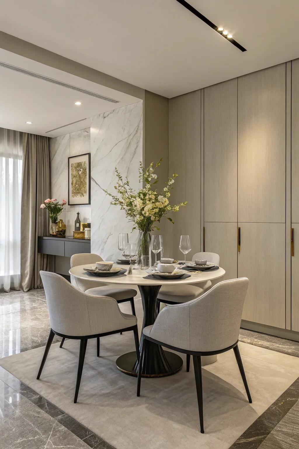 Modern simplicity is achieved with clean lines and a calming atmosphere.