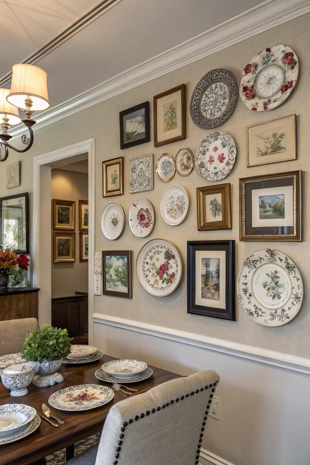 Unite plates with art for a distinctive gallery-inspired wall.