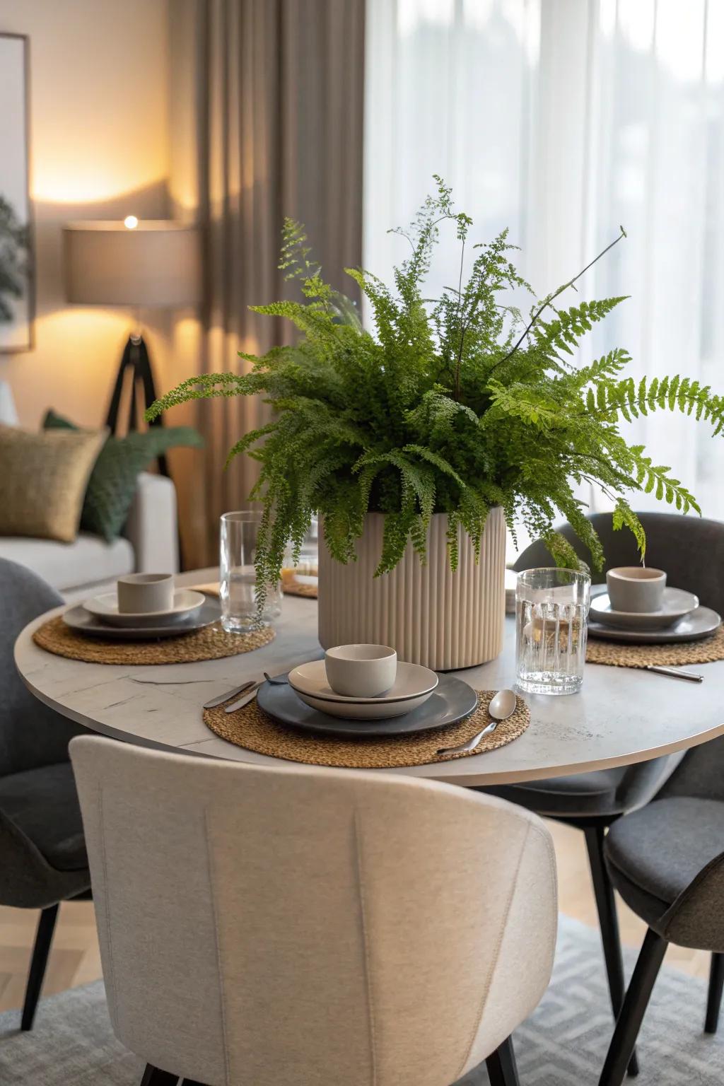 Greenery can invigorate your dining space while ensuring it remains fresh and welcoming.