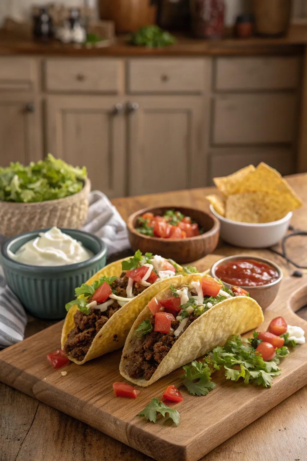 Quick and yummy minced beef tacos prepared for enjoyment.
