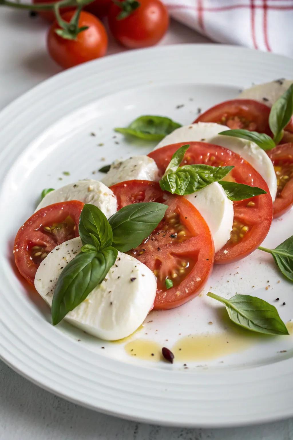 Enjoy the tastes of Italy with a traditional Caprese salad.