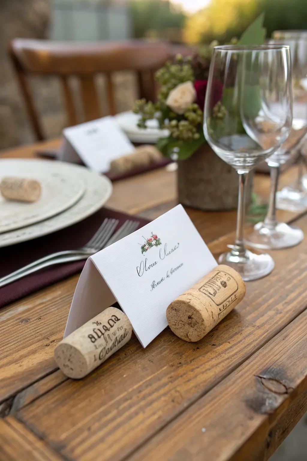 Infuse rustic charm into your table with repurposed wine cork holders.