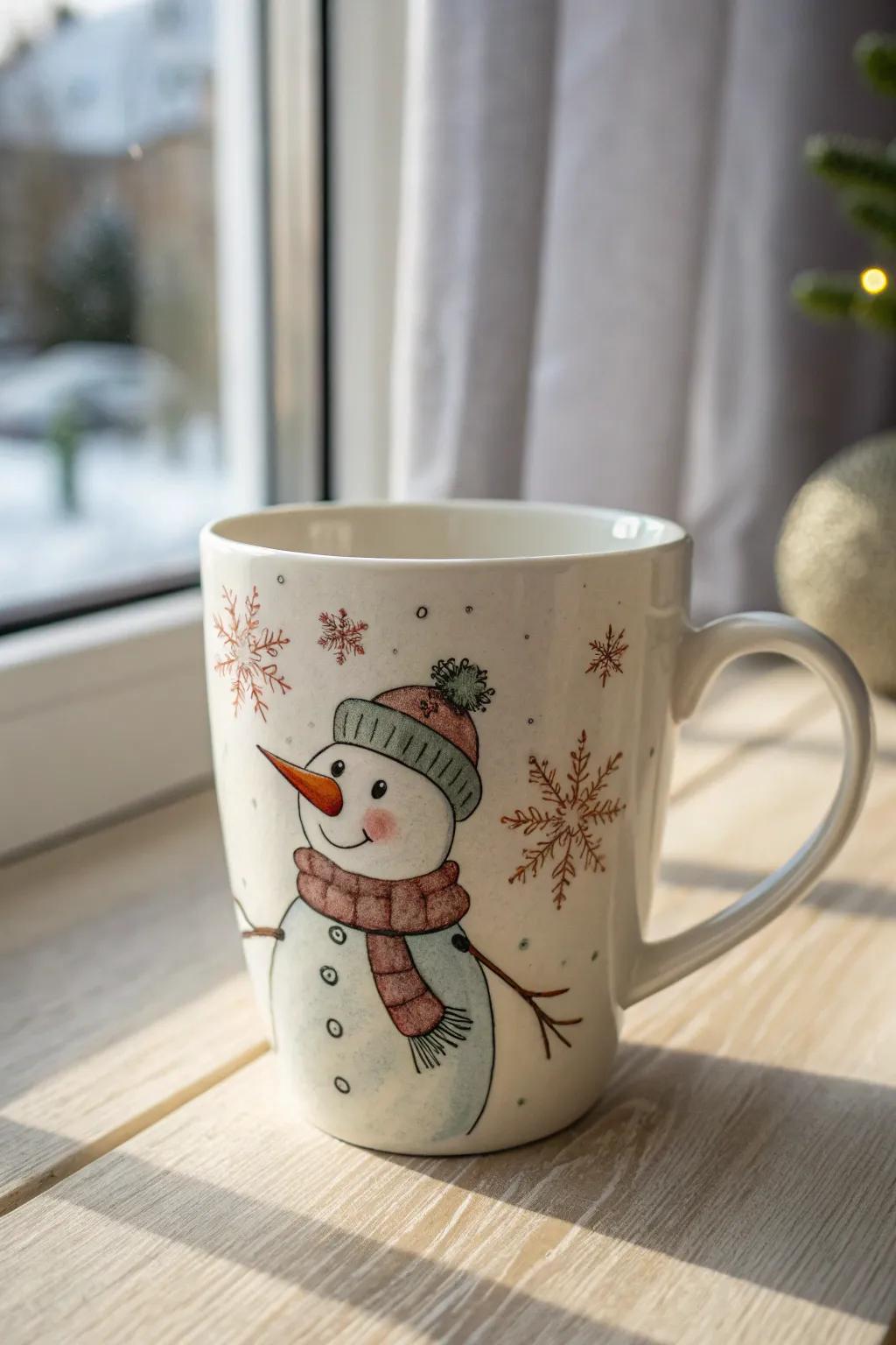 Warm your soul with a handmade snowman mug, great for those cozy winter sips. ❄️☕️