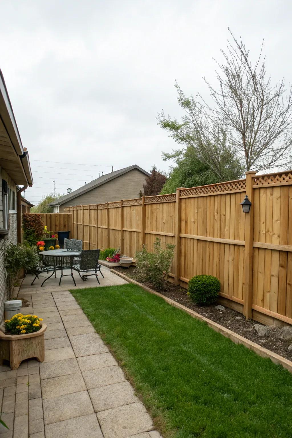 A solid timber fence establishes a private and safe setting for your dog.