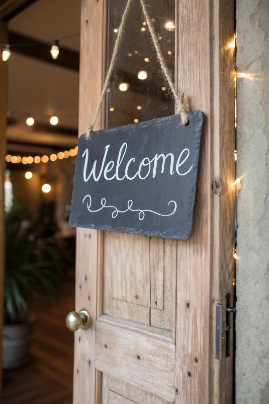Customize your entry with a captivating blackboard door decoration.