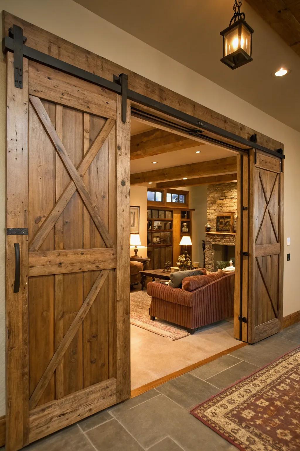 Inject countryside allure with traditional barn-inspired panels.