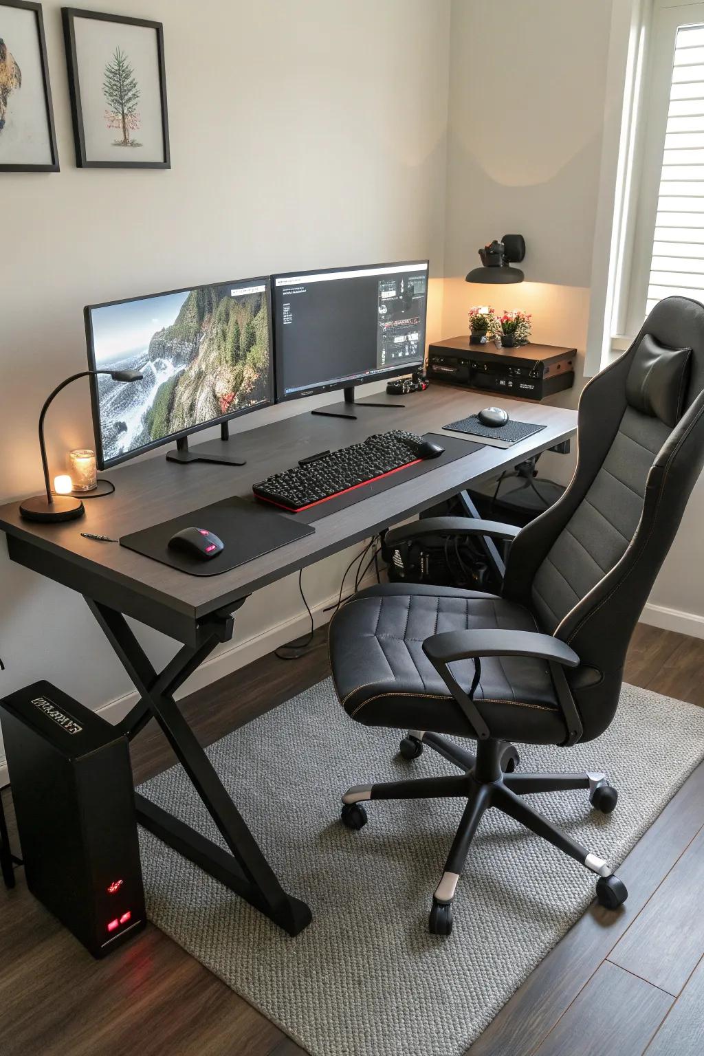 An ergonomic setup renders gaming hours more pleasurable.