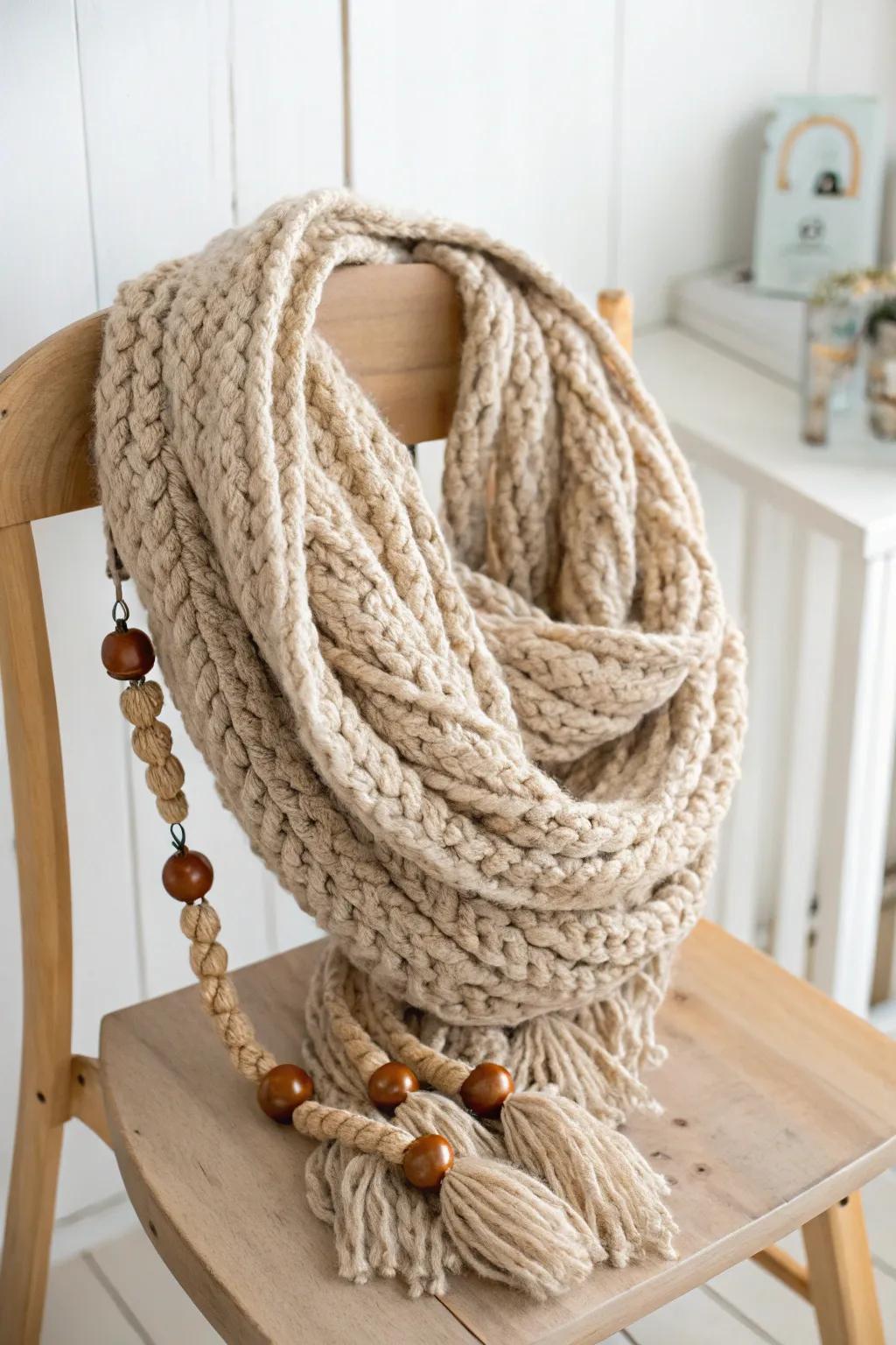 Envelop yourself in comfortable elegance with a plush loop scarf, a supreme fusion of minimalism and bohemian charm.