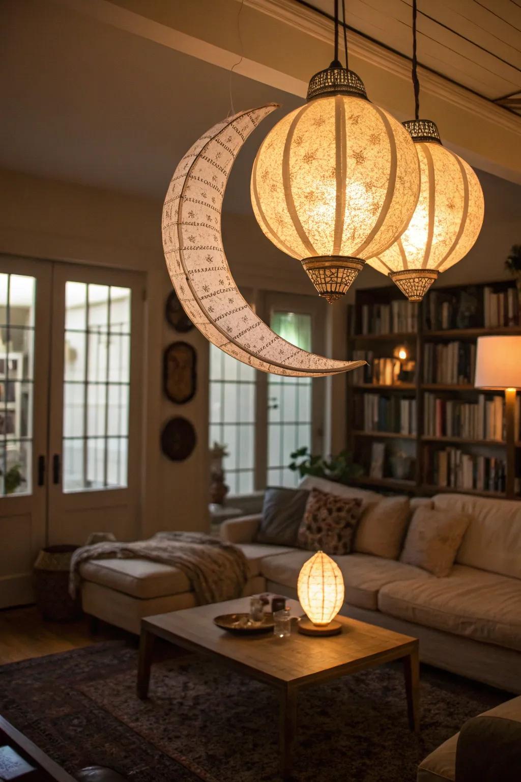 Build an appealing mood using crescent moon lights.