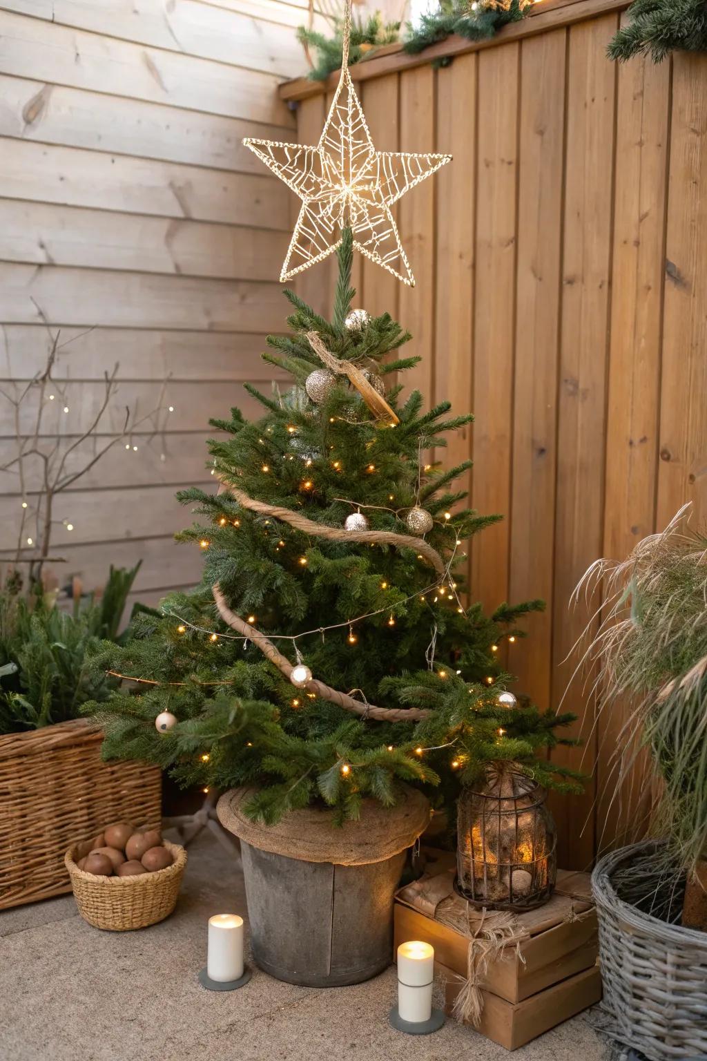 A branch star introduces natural elegance to any tree.