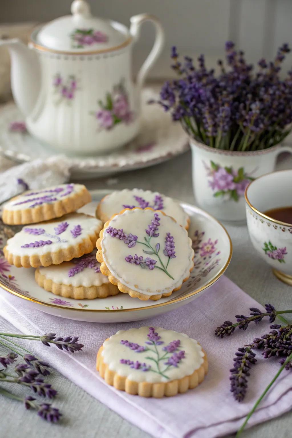 Violet reverie biscuits ideal for a tranquil social affair.