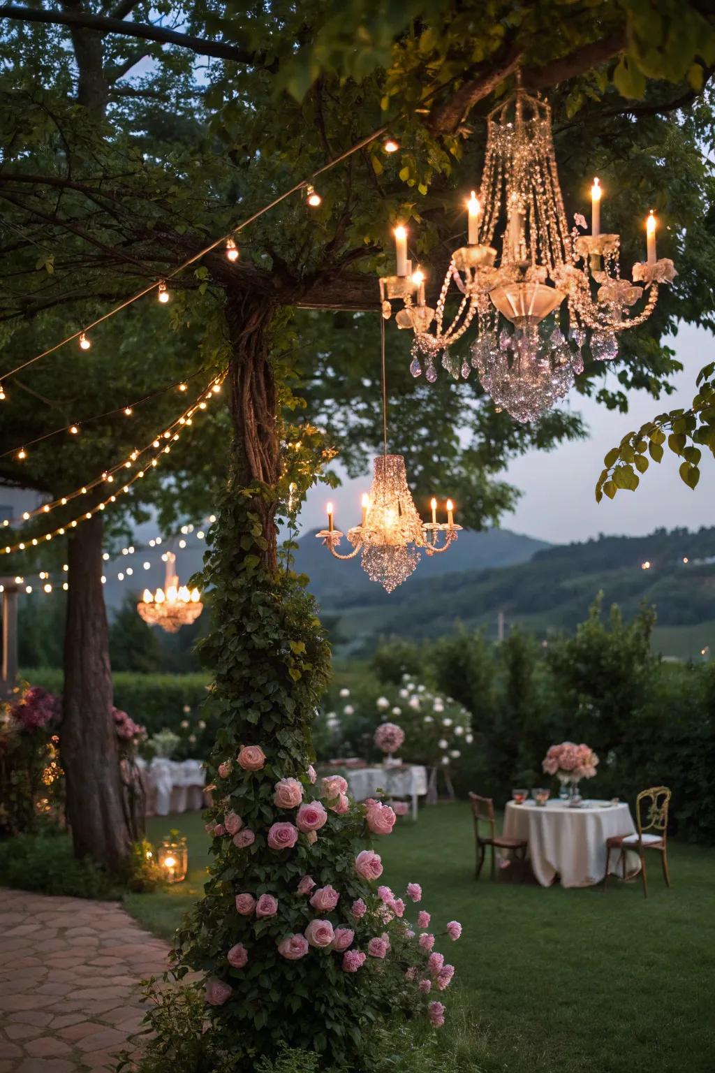 Dreamy lighting amplifies the magical atmosphere.