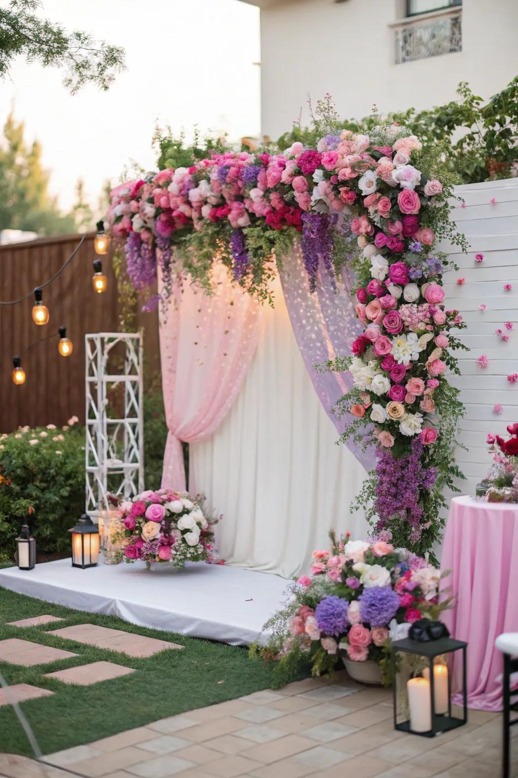 Flowers bring love and energy to your engagement celebration decorations.