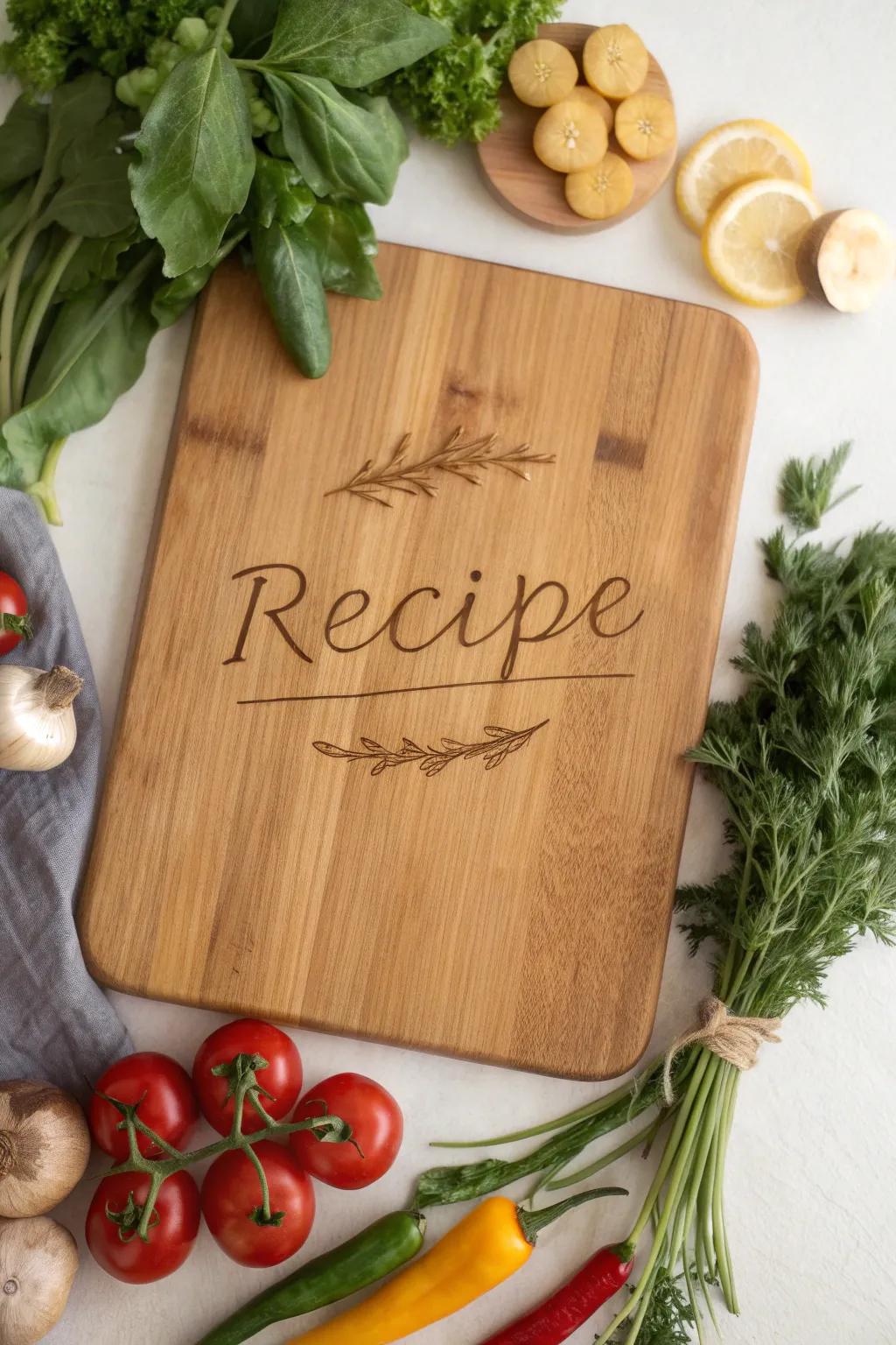 An engraved bread board brings a personal touch to family cooking.