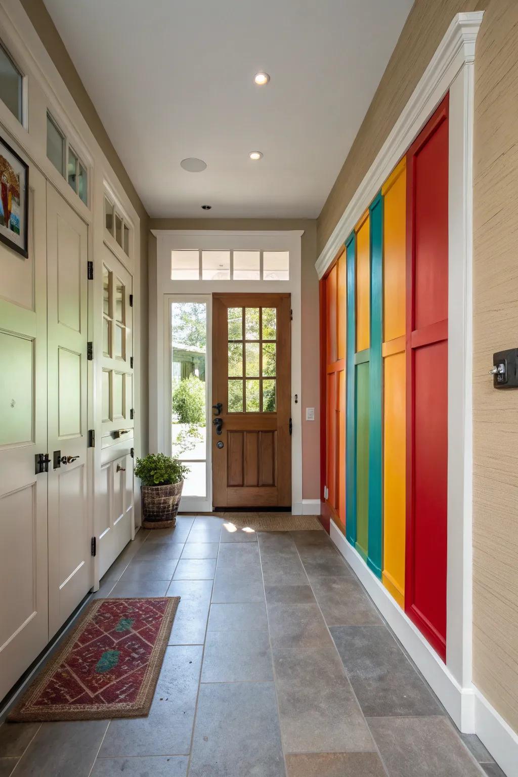 Make a statement using vibrantly colored paneling.