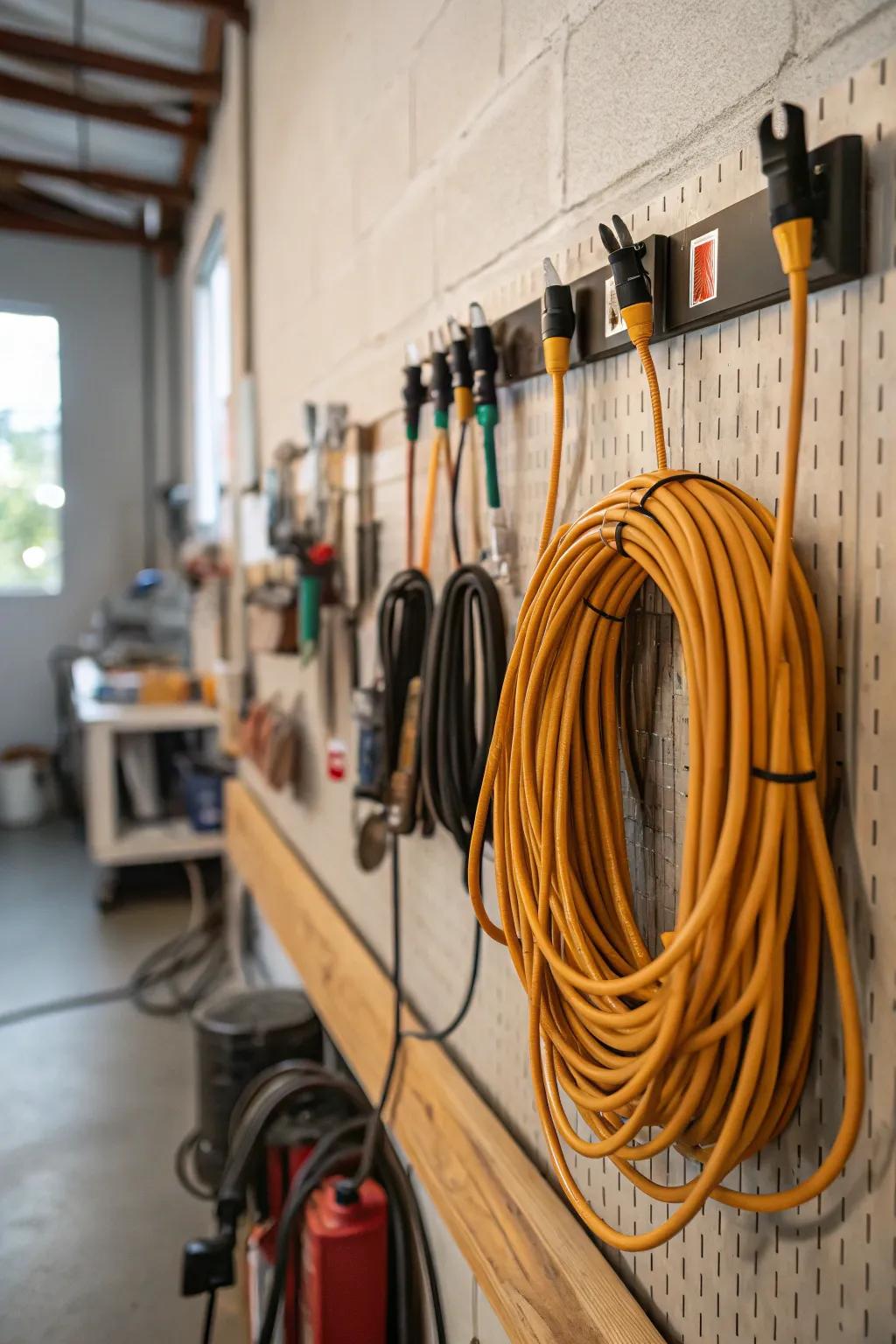 Basic hooks ensure your cords are organized and close at hand.