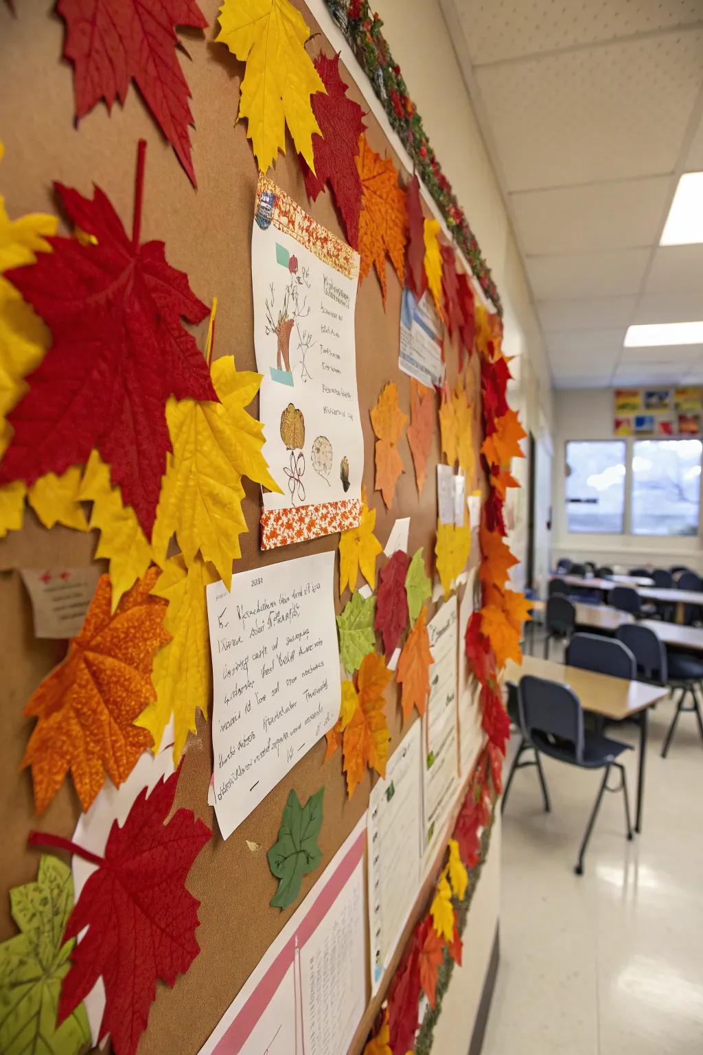 A gratitude-filled autumnal canopy display board.