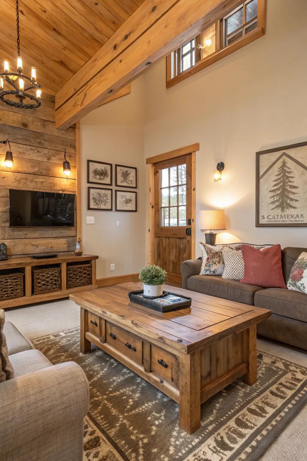 Earthy timber embellishments bring warmth and charm to fall decor.