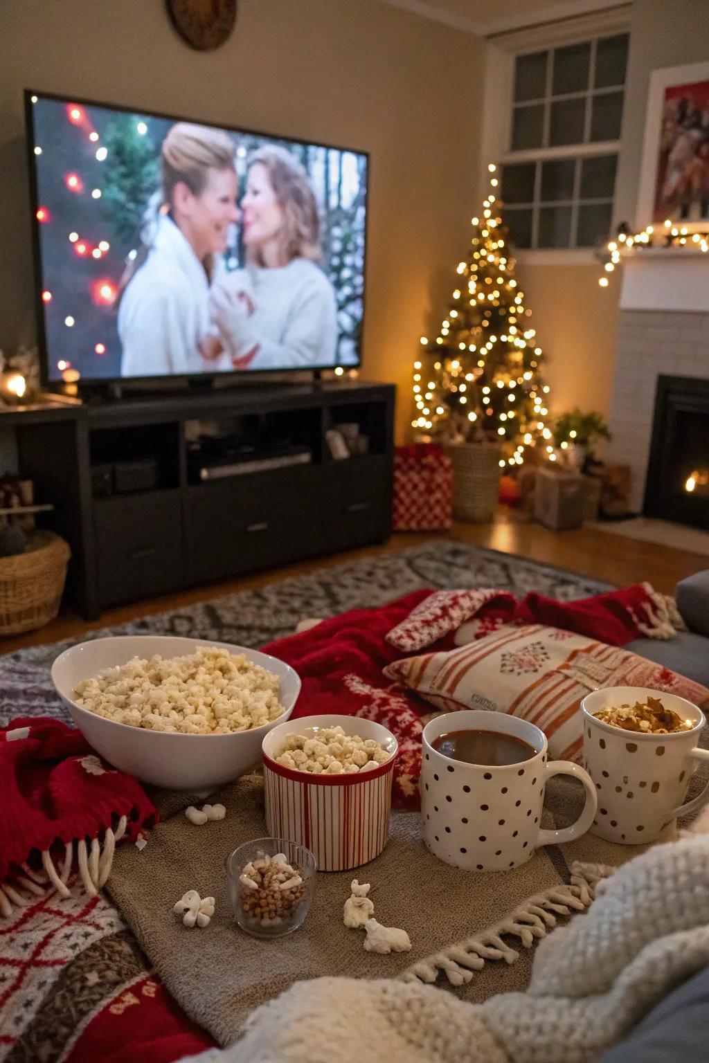 Savor a relaxing Christmas movie marathon with your cherished family.
