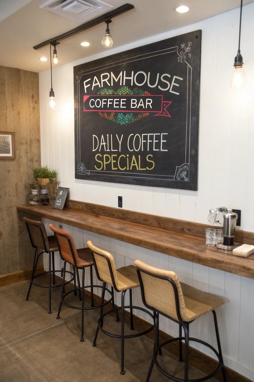 Customize your area using a chalkboard menu.
