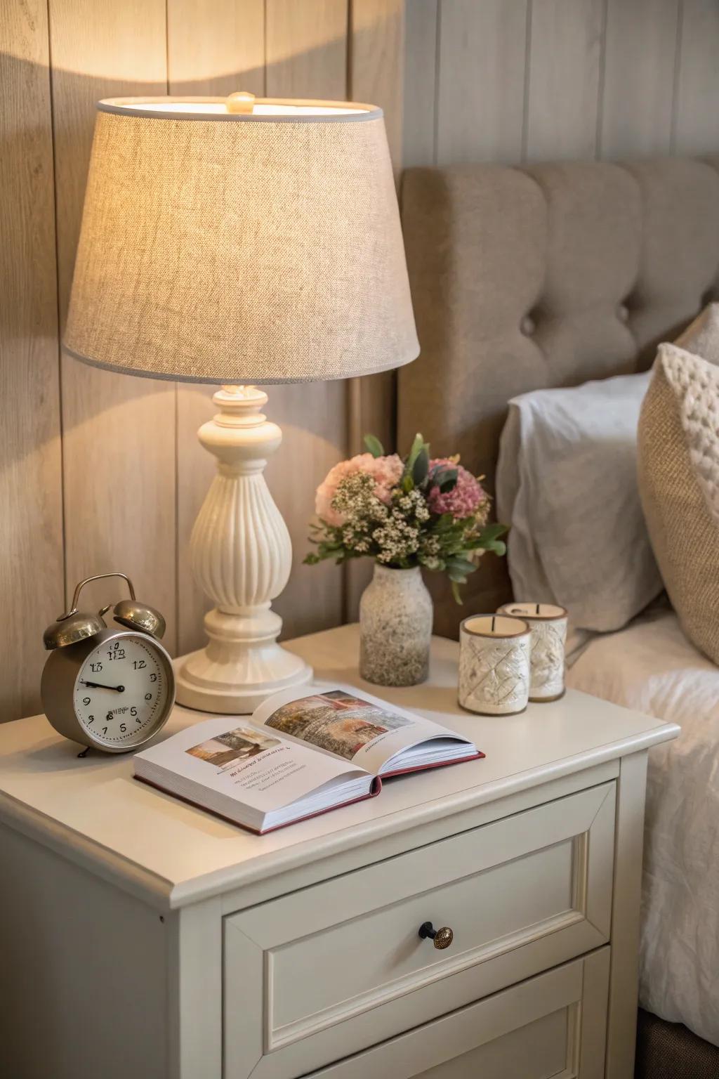 Earthy tones promote a peaceful farmhouse look.