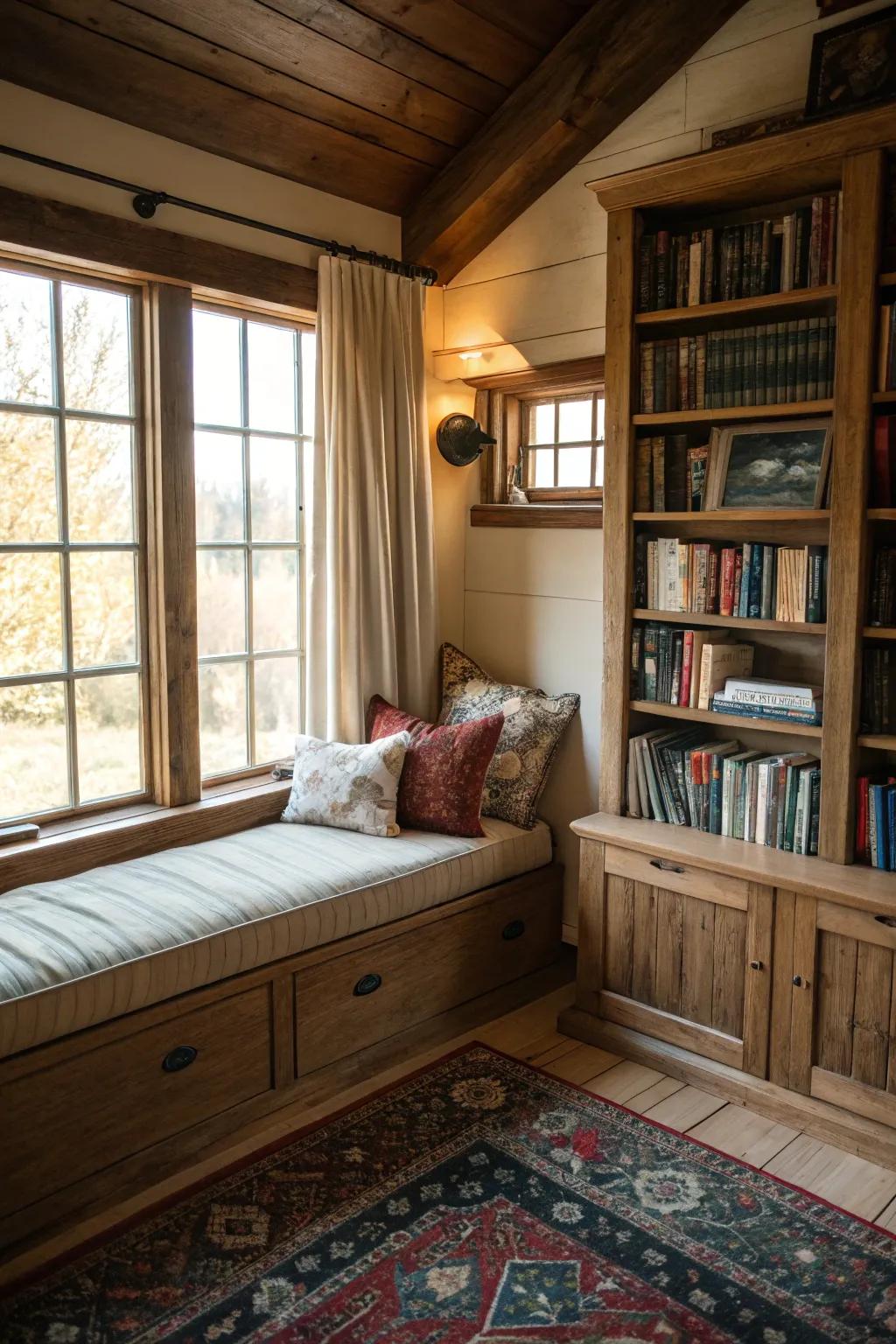 A reading nook adds comfort and character to your office.