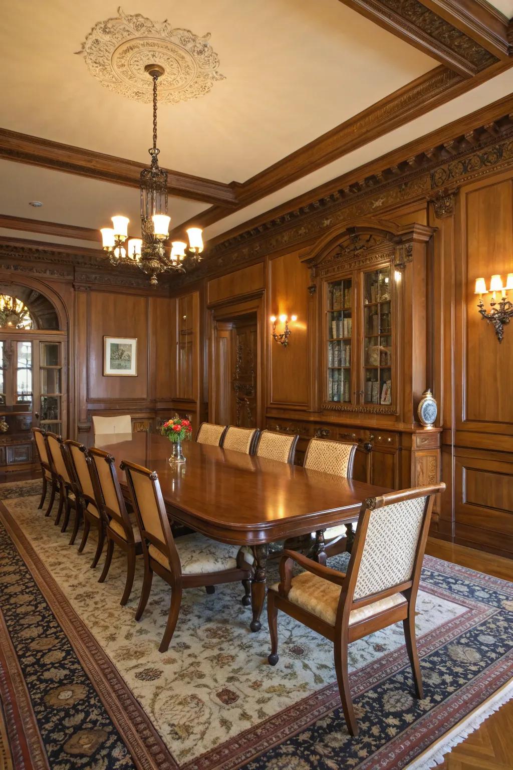 Timber structuring introduces sophistication and dimension to this dining space.