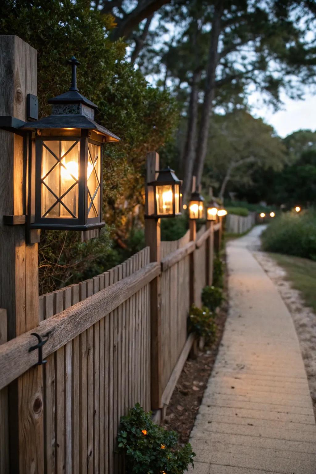 Lanterns establish a timeless grandeur on your fence.