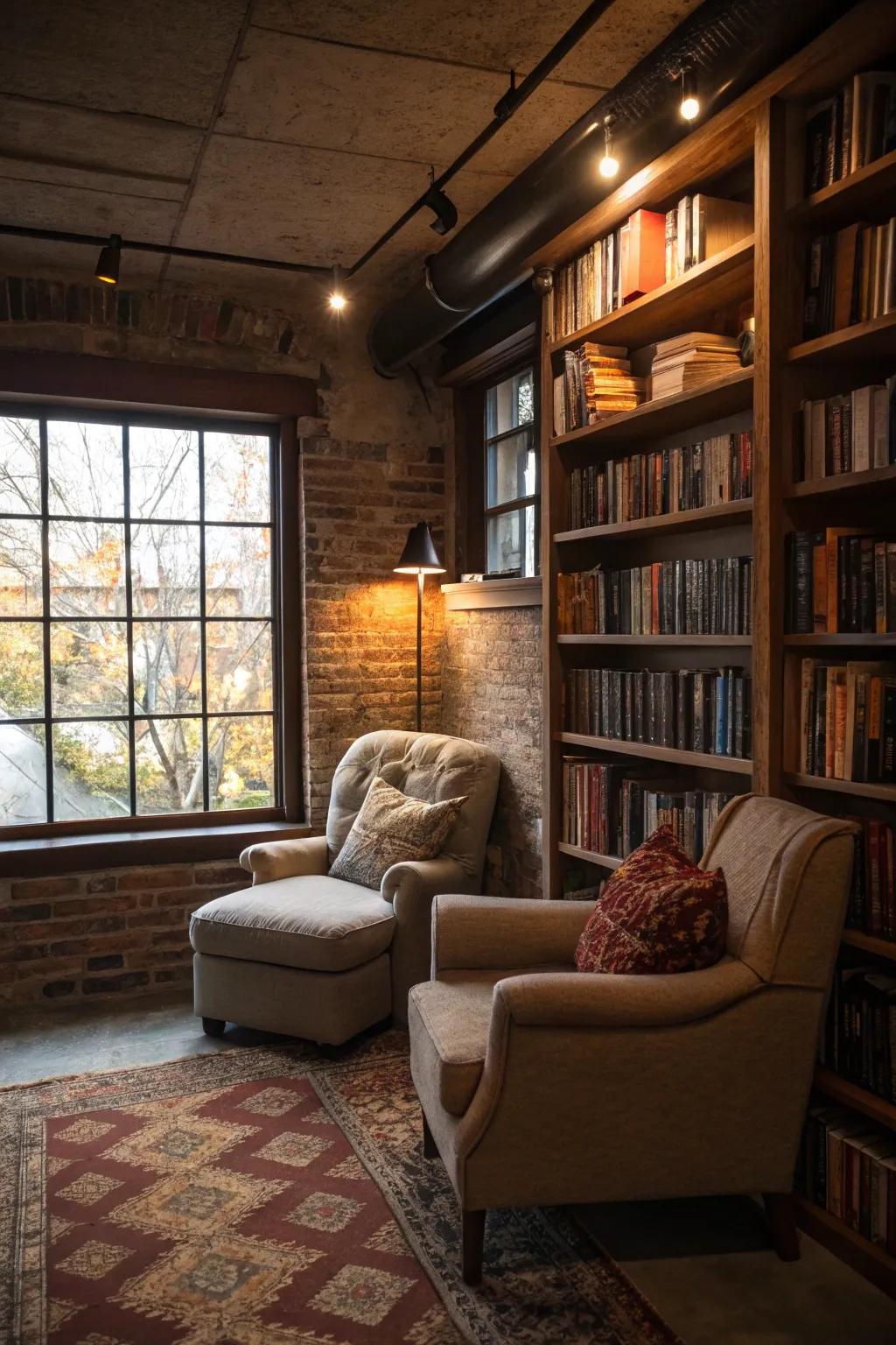 A snug corner with luxurious seating close to the window beckons you to unwind.