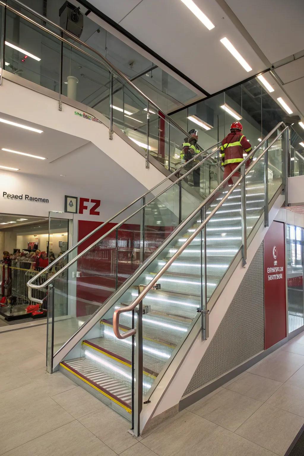 A daring and functional stairwell design inside a firehouse.