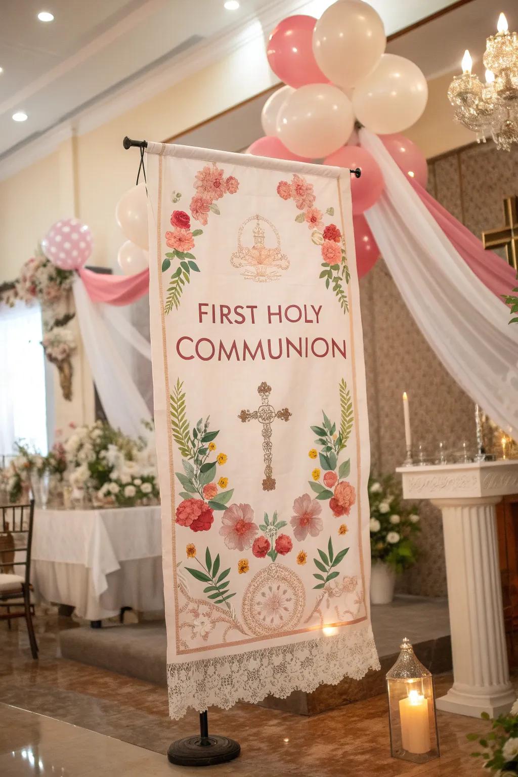 A beautiful bespoke banner imparts a heartfelt essence to any celebration.