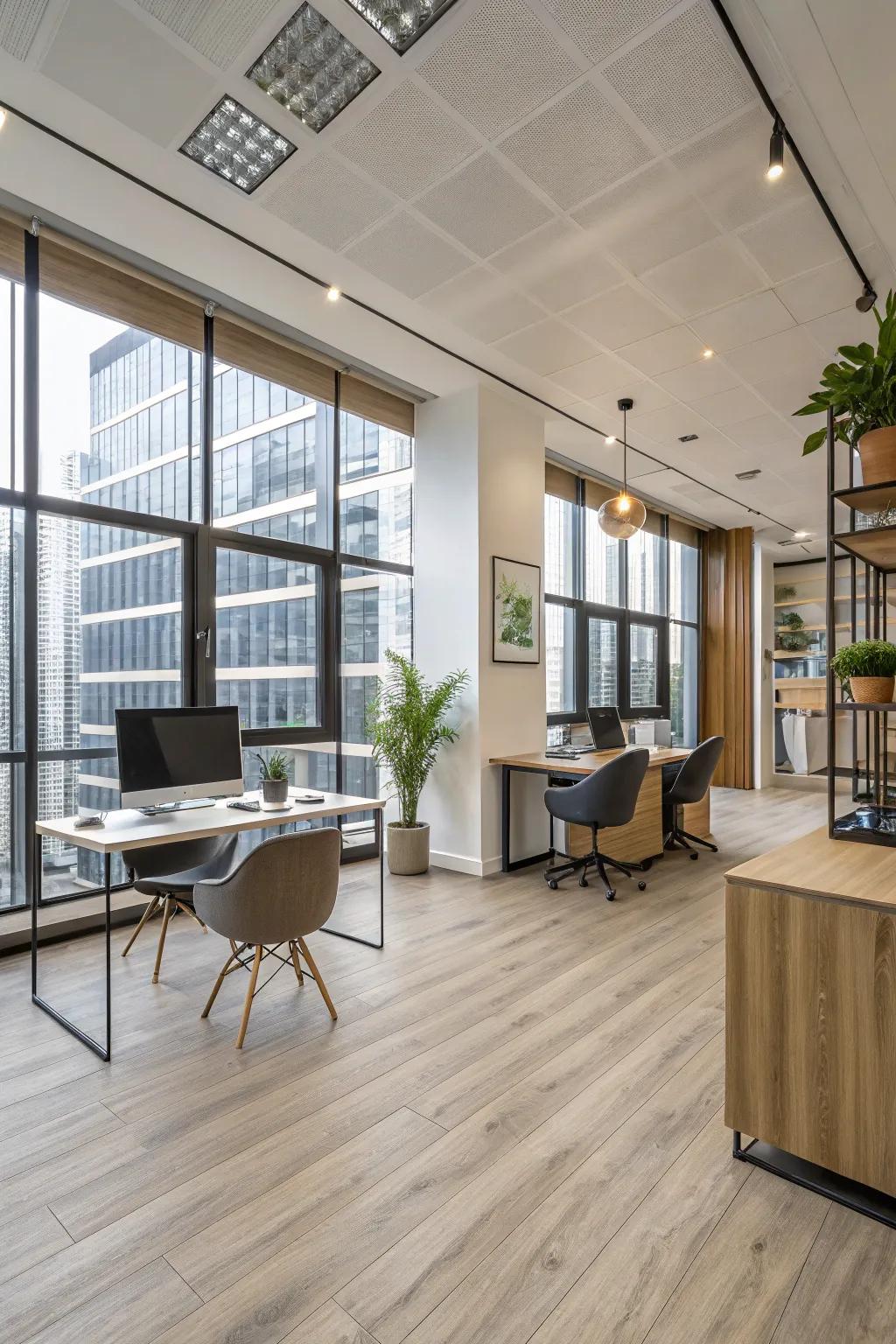 Illuminate your space with versatile faux-wood flooring.