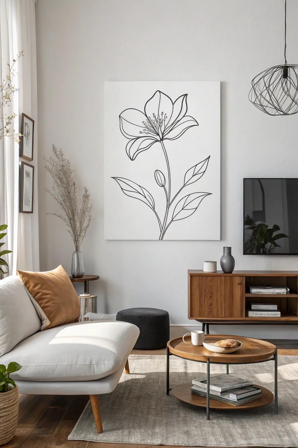 Elegant outline illustrations introduce a hint of refinement to any space.