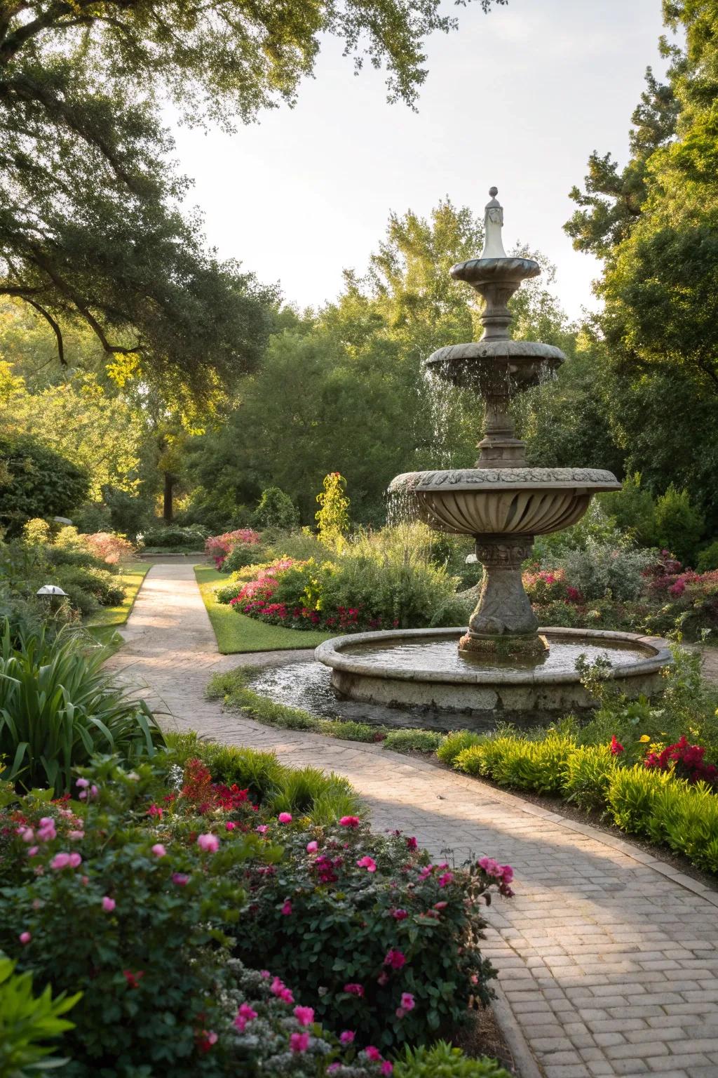 Cascading fountains offer an enchanting and refined water feature.