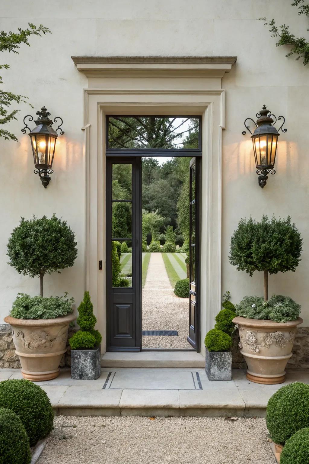 Any entryway gains beauty from symmetry.
