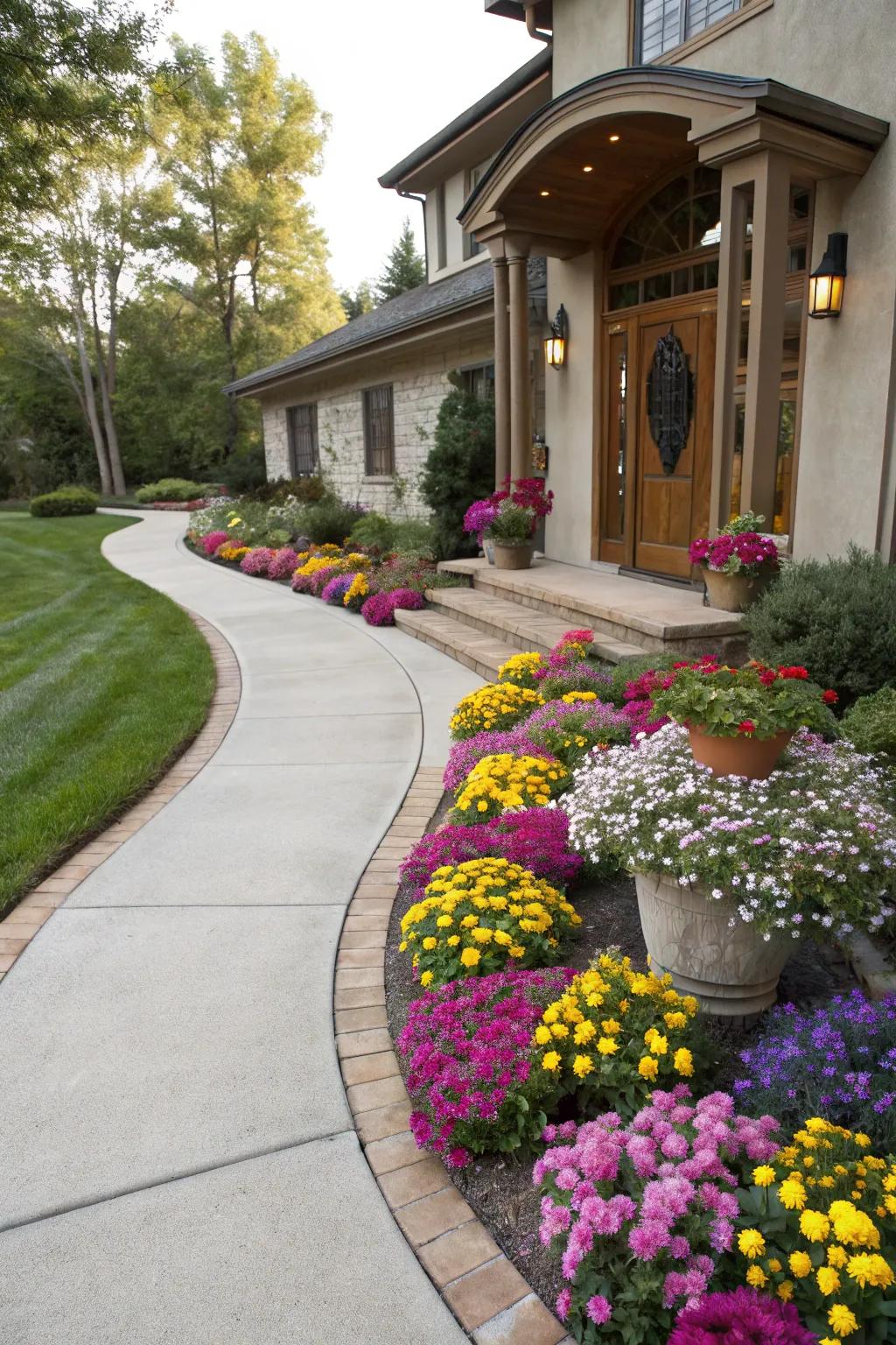 Winding paths impart a delightful yet refined aura to your entrance.