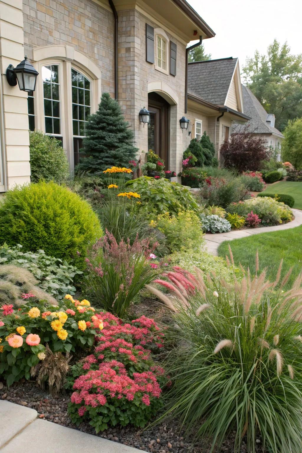 A varied mix of botanicals forming a lively garden composition