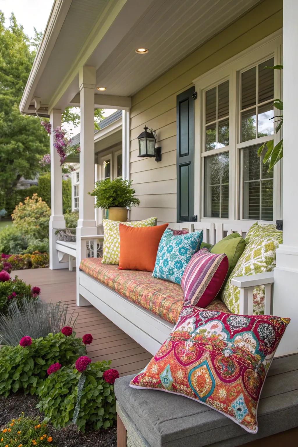 Employ cushions to present colour and ease.