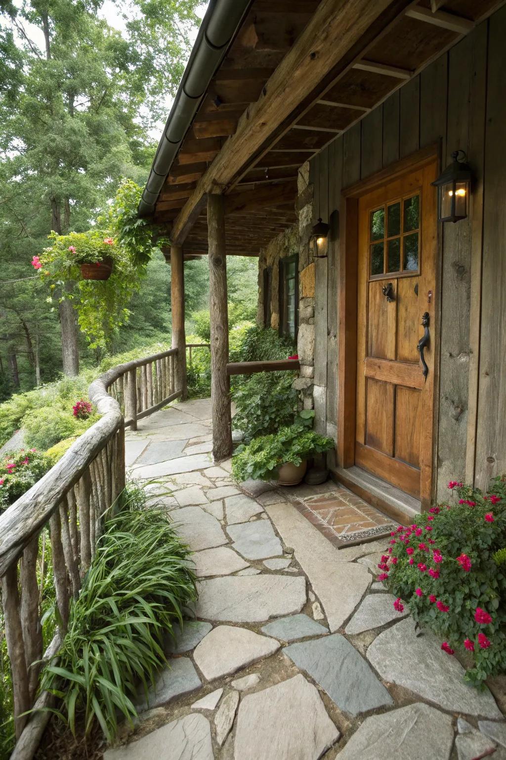 Organic stone pavers effortlessly unite with the environment.