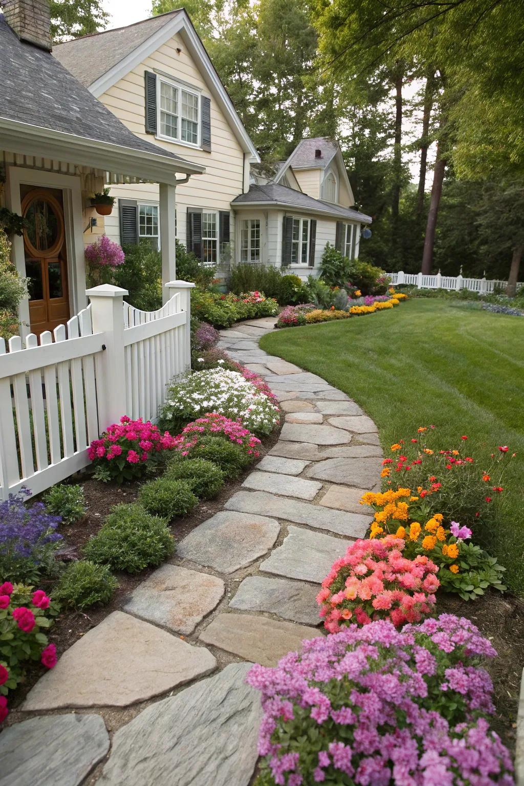 A riot of color in your front yard, courtesy of carefully curated flower beds.