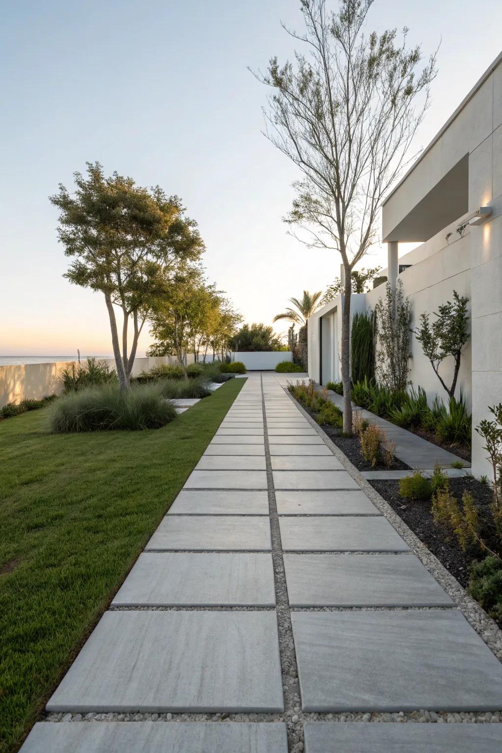 Concrete blocks grant a sleek and current style to your walkway.