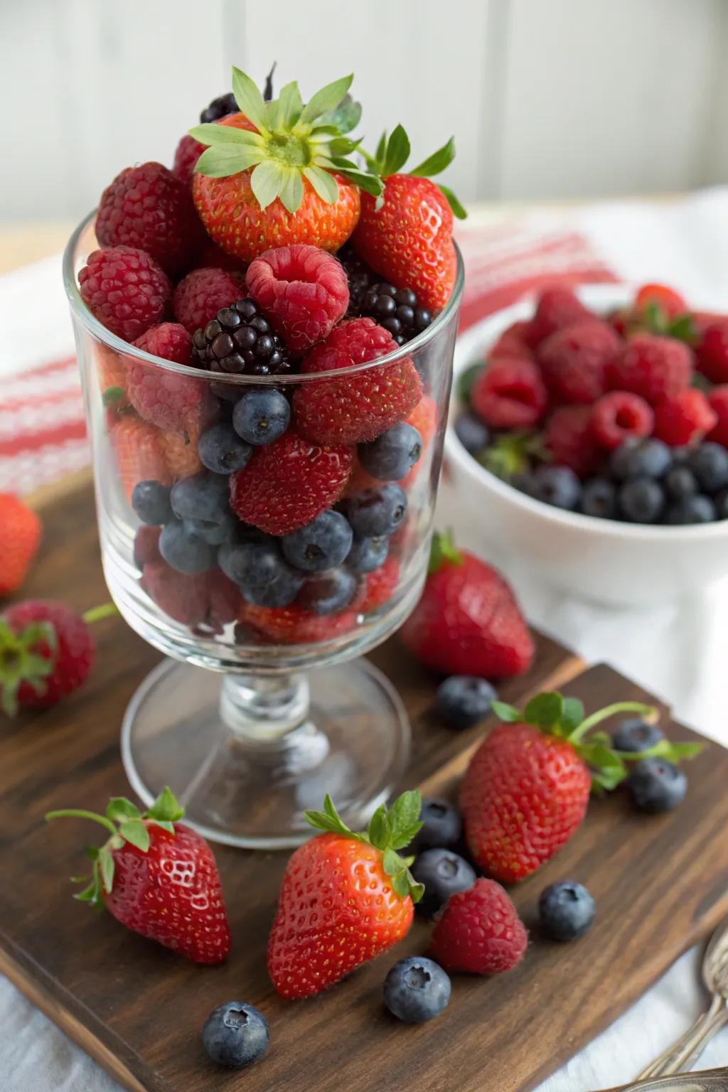 A vibrant berry presentation that serves both aesthetic and delectable purposes.