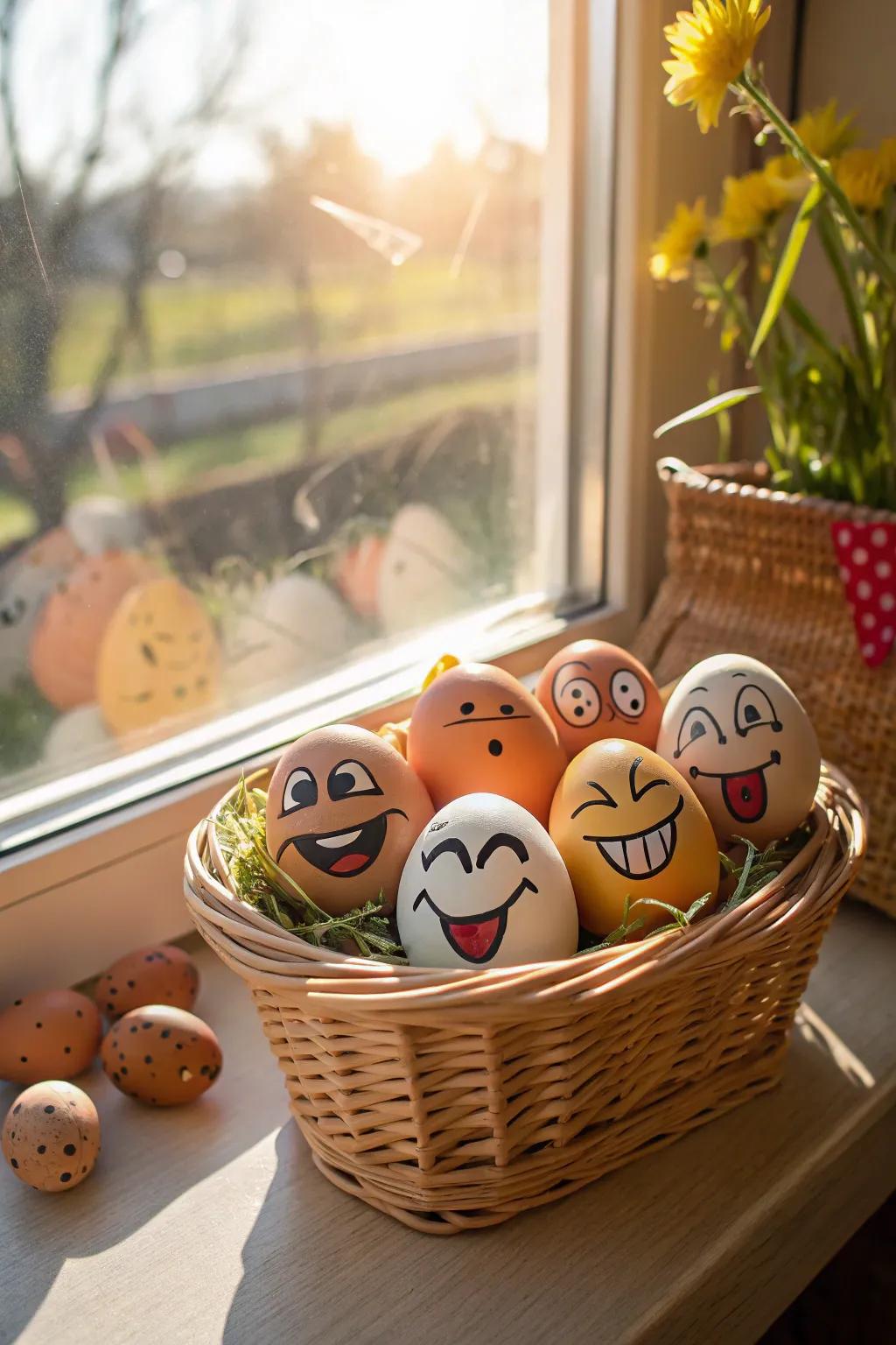 Eggs with animated expressions brighten up any setting.