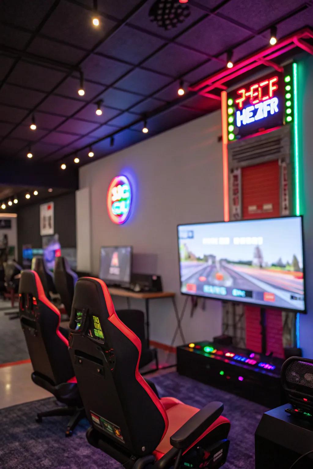 Illuminate your gaming moments with the captivating glow of Light-Emitting Diode and neon lights.