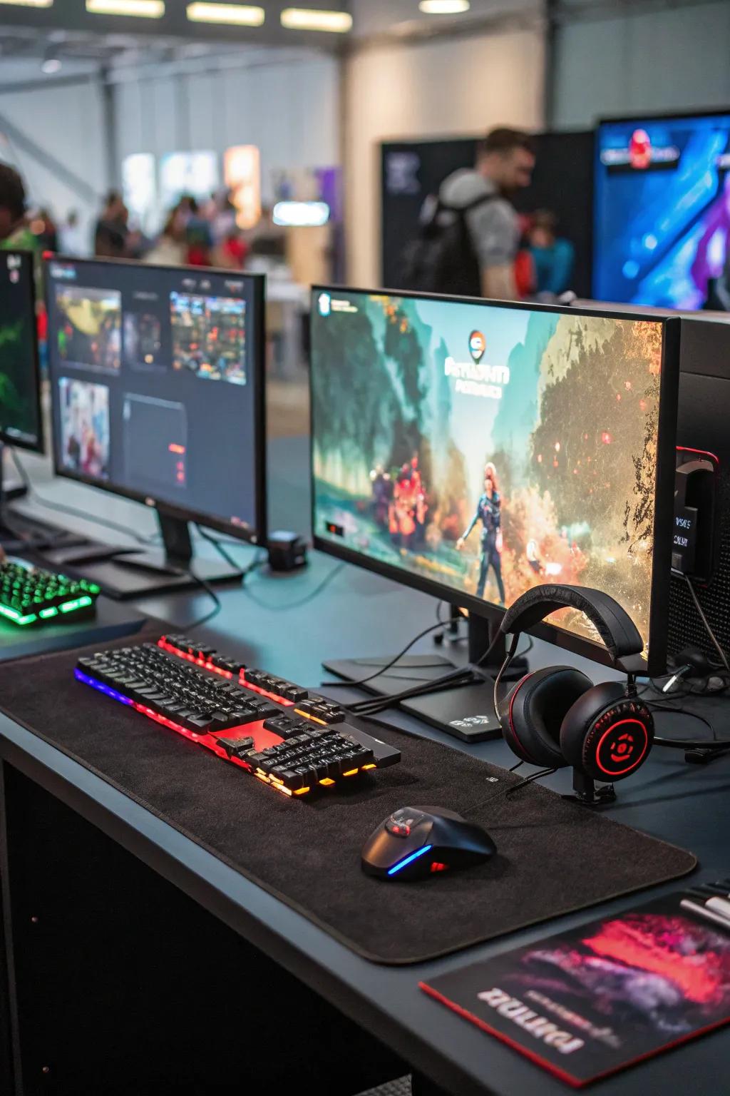 Multiple displays enrich the gaming adventure with a panoramic perspective.