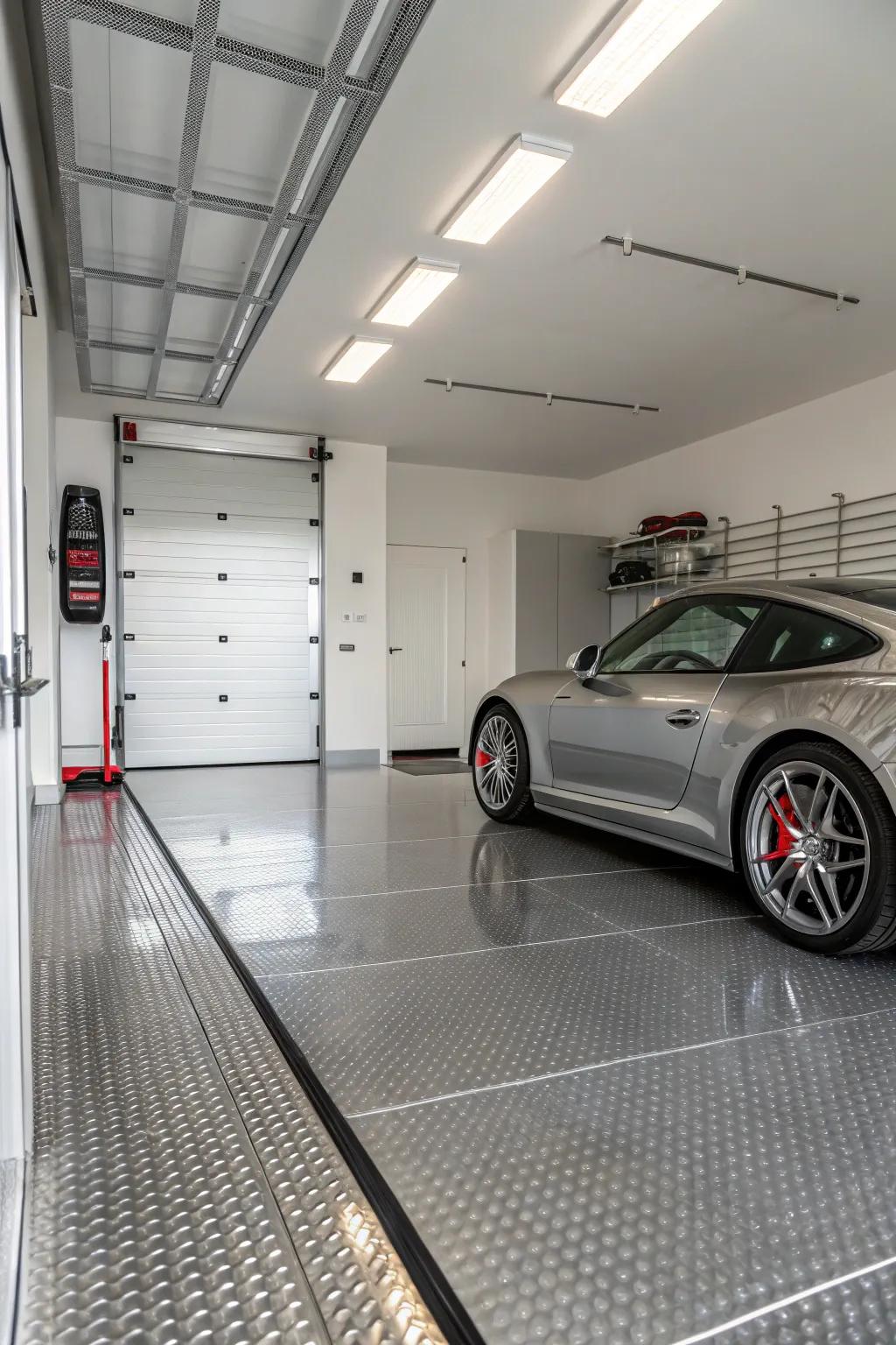 Metal baseboards bring a touch of modernity to your garage while shielding against humidity.