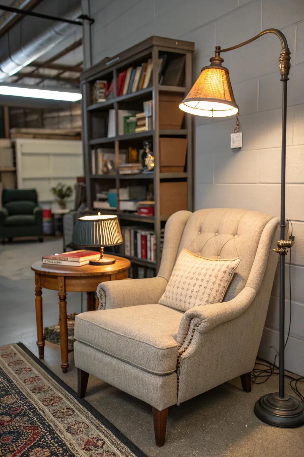A reading nook offers warmth and tranquility to your office.