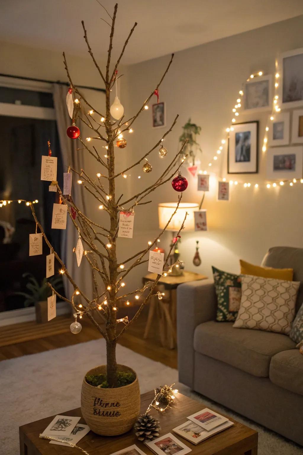 Gift cards become enchanting ornaments on a festive tree.