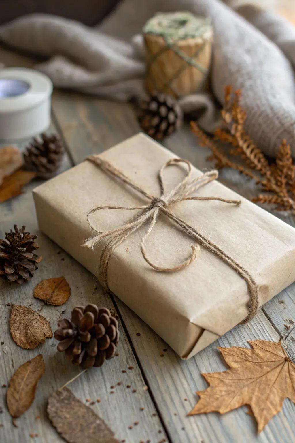 Gift wrapped with rustic twine