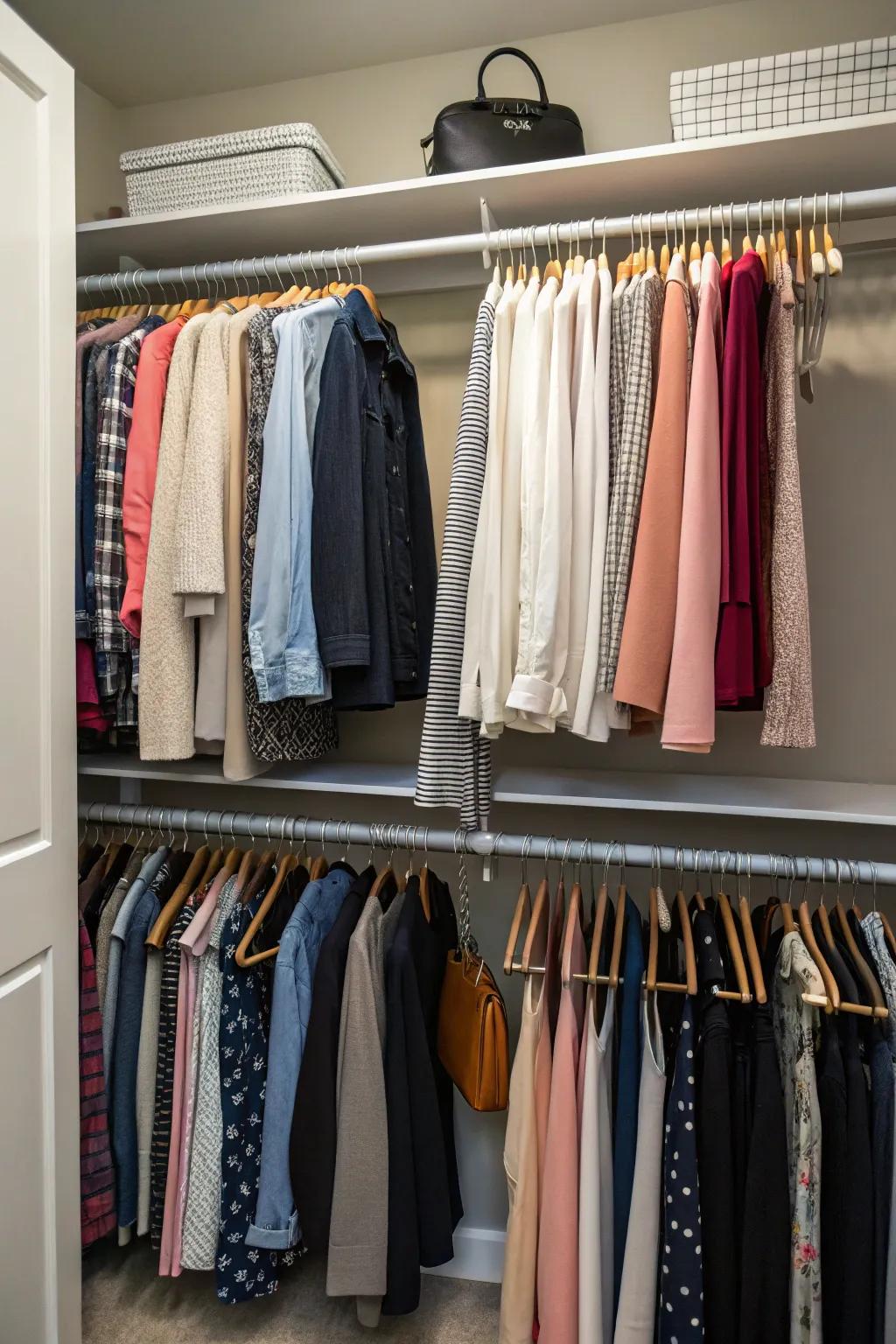 Dual rails take full advantage of your wardrobe's space.